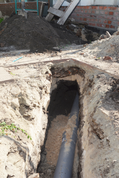 Sewer Line in ground uncovered