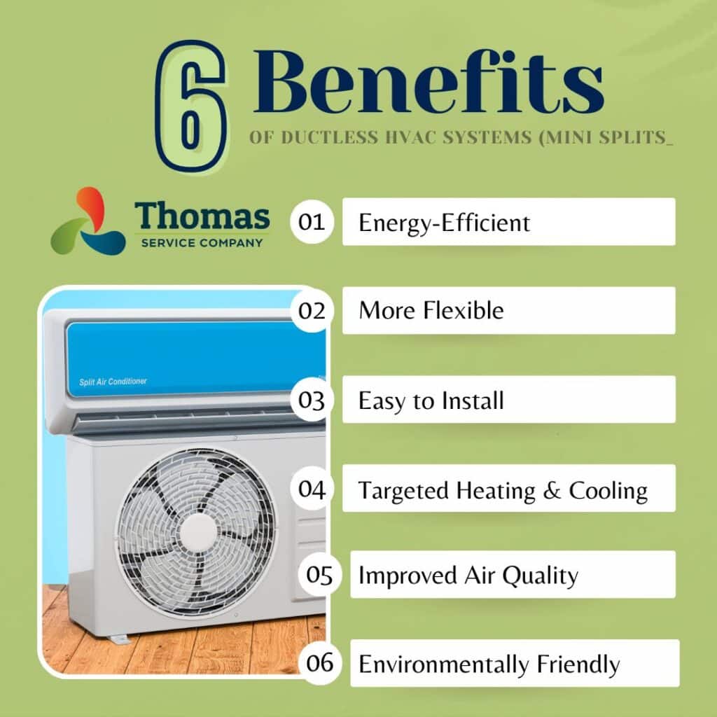 benefits of a ductless hvac system infographic by thomas service company