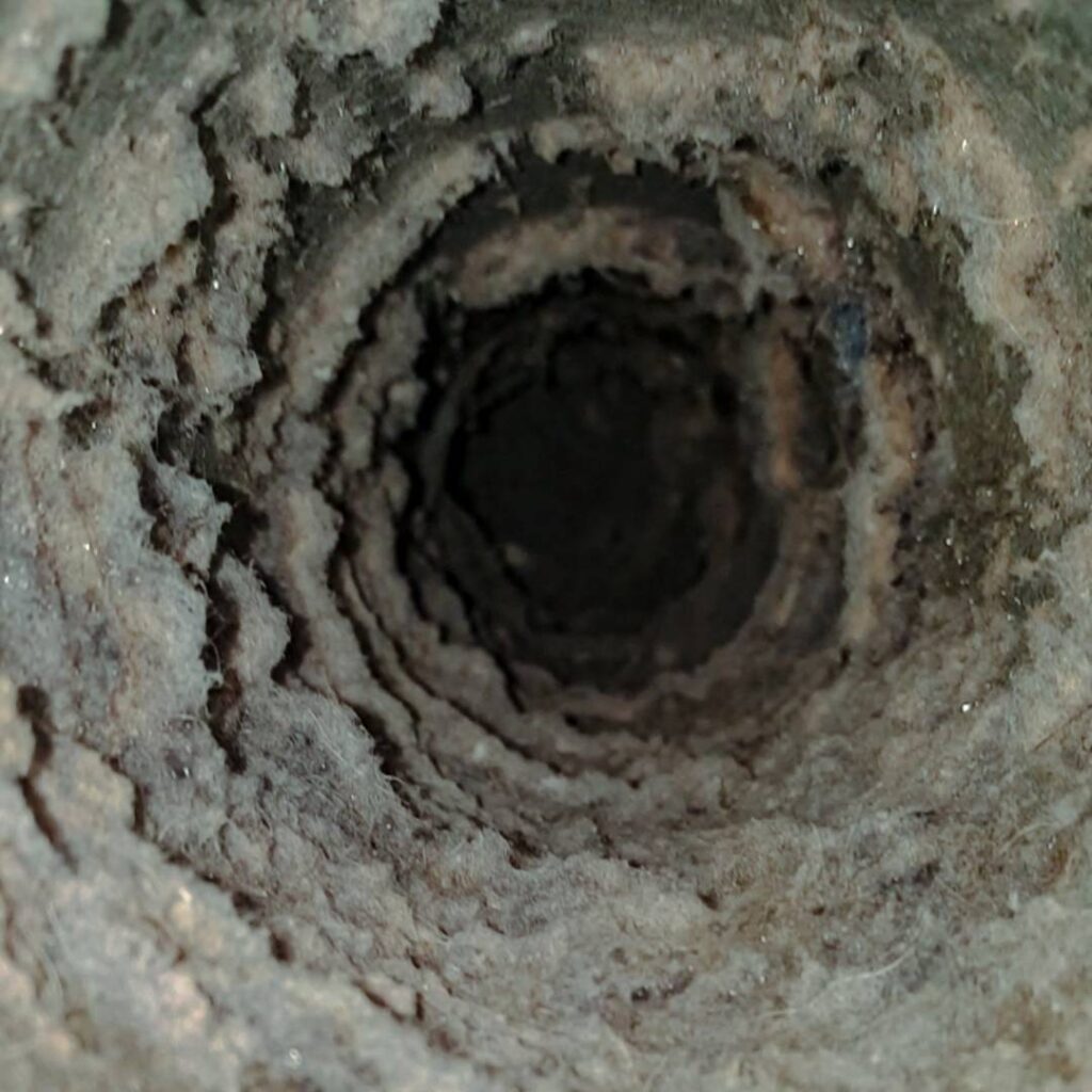 filthy dryer vent in need of deep cleaning