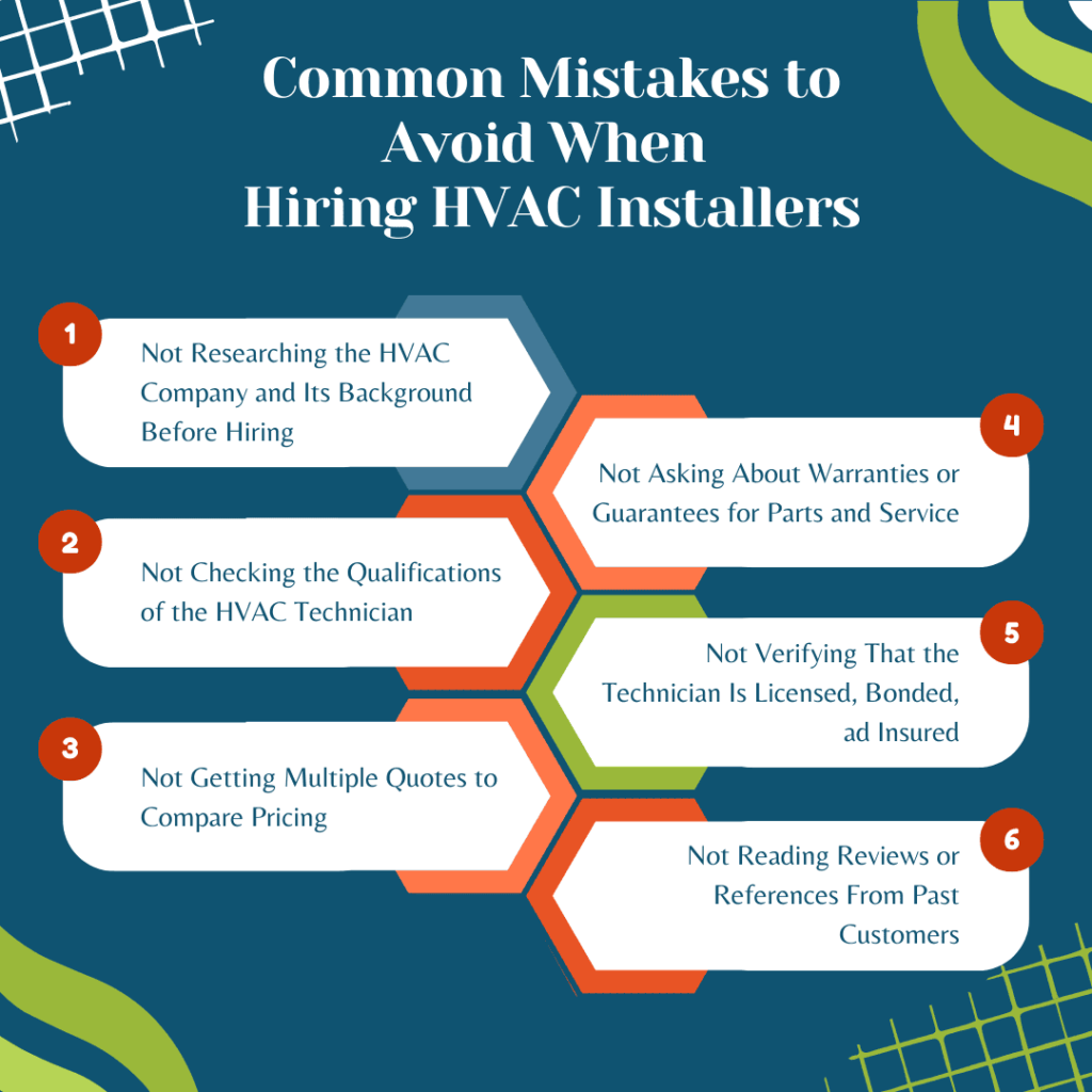 common mistakes to avoid when hiring HVAC installers infographic